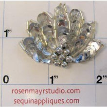 Load image into Gallery viewer, Leaf Epaulet with Silver Sequins and Beads 1.5&quot; x 2&quot;