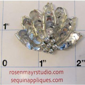 Leaf Epaulet with Silver Sequins and Beads 1.5" x 2"