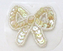 Load image into Gallery viewer, Bow with Iridescent Sequins and Beads Pre-Glued 1.75&quot; x 1.5&quot;