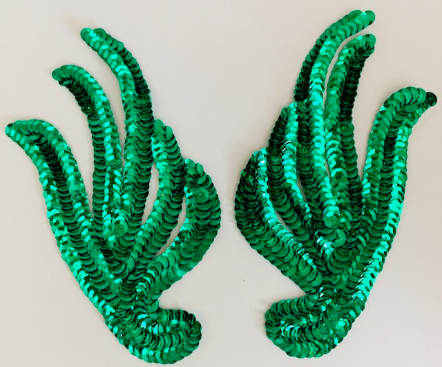 Leaf Pair with Emerald Green Sequins 6