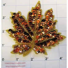 Load image into Gallery viewer, Leaf with Two Tone Bronze Sequins and Beads 4.5&quot;