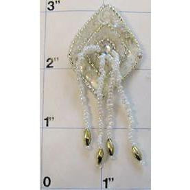 Epaulet Diamond Silver with White Tassels 2.5" x 1"