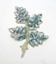 Load image into Gallery viewer, Leaf with Turquoise Sequins and Silver Beads 5&quot; x 4&quot;