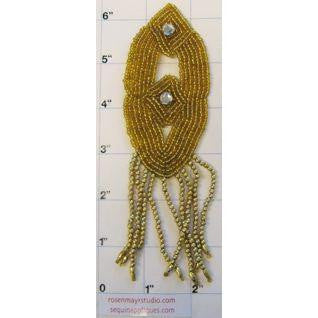 Epaulet Gold Beads with Gold fringe and Rhinestones