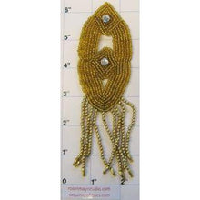 Load image into Gallery viewer, Epaulet Gold Beads with Gold fringe and Rhinestones