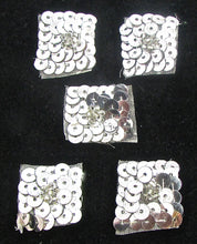 Load image into Gallery viewer, Designer Motif Set of 5 Silver Squares with Flower in Middle 1&quot; wide