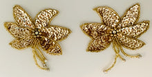 Load image into Gallery viewer, Flower Pair with Gold Sequins and AB Rhinestones in Center 2.5&quot; x 2.5&quot;