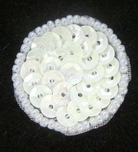 Circles and Dots China White Cup Sequins and Beads 1"
