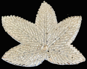 Silver five point beaded leaf 2.5' x 3.5"