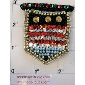 Crest with Multi-Colored sequins and Beads 2.5" x 2.25"
