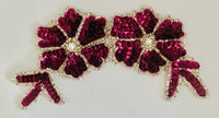 Flower Double with Maroon Mauve Sequins Silver Beads and Pearl 6