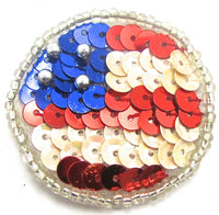 Dot with Red White Blue Flag Colored Sequins and Beads 1.5