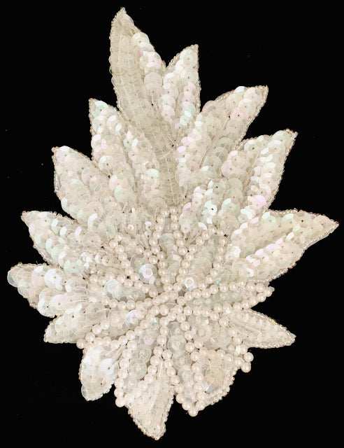 Flower with Iridescent Sequins, Pearls and Beads 6" x 8"