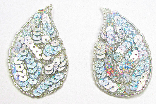 Leaf Pair with Spotlite Lazer Silver Sequins Leaf Pair with Gold Sequins 3" x 1.5"