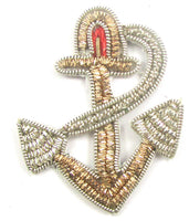 Anchor with Silver and Gold and Red Bullion Thread 2