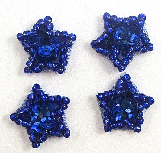 Stars Set of Four, Choice of Color Sequins and Beads 5/8"