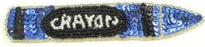 Crayon Blue and Black Sequins and Beads 1" x 5.5"