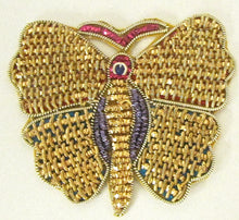 Load image into Gallery viewer, Purple Butterfly made with Bullion thread 2.5&quot; x 3.75&quot;