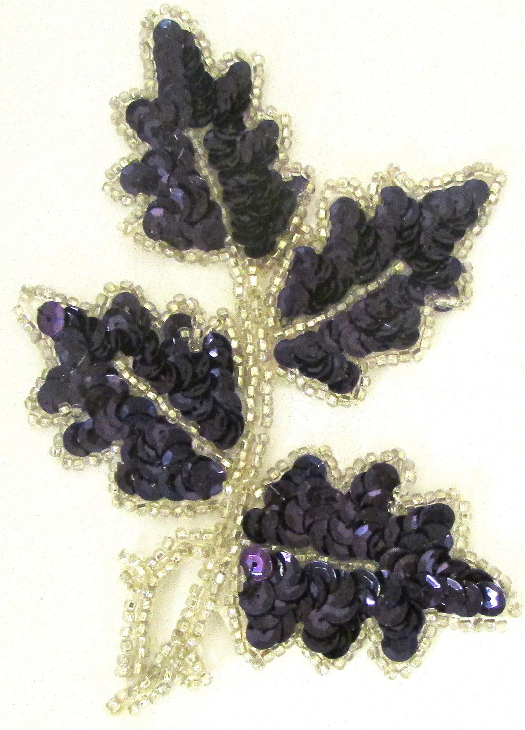 Leaf Purple Silver Beads Dark Purple Sequins 5