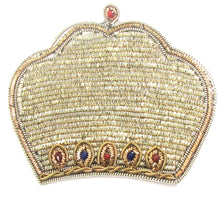 Load image into Gallery viewer, 12 Pack Bullion Thread Crown with Blue and Red Beads 3&quot; x 2.5&quot;