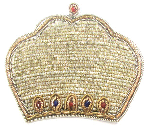 12 Pack Bullion Thread Crown with Blue and Red Beads 3" x 2.5"