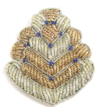 Load image into Gallery viewer, Bullion Patch Thread and Blue Beads Appliqué 2.5&quot; x 2.25&quot;