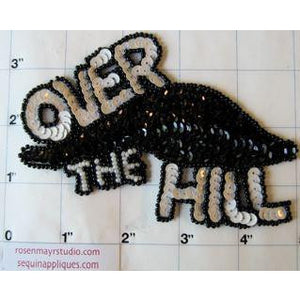 OVER THE HILL Applique 3.5" x 5"