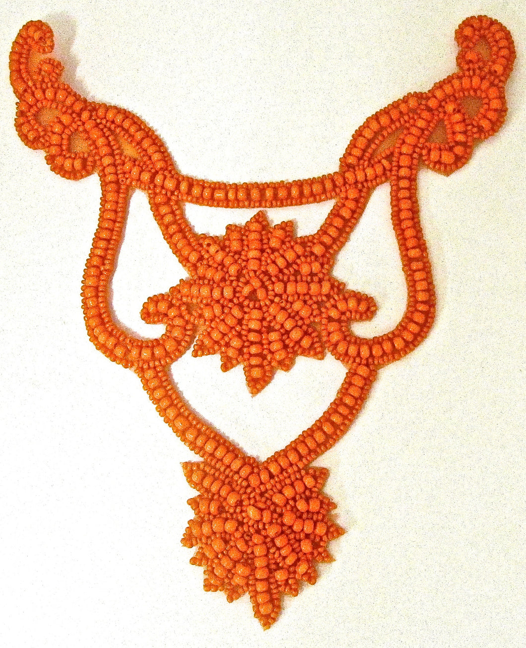 Designer Motif Neck Line with Coral Orange Beads 8