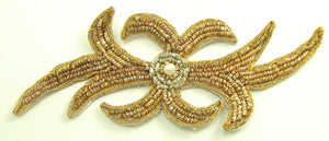 Designer Motif with Gold Bullion Thread and Center Pearl 5.25" x 2"