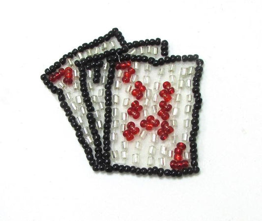 Playing Cards, 777, w/ Red, Black and Silver Beads, 1.75" x 2"