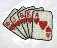 Playing Cards, Royal Flush w/ Red, Black and Silver Beads, 5