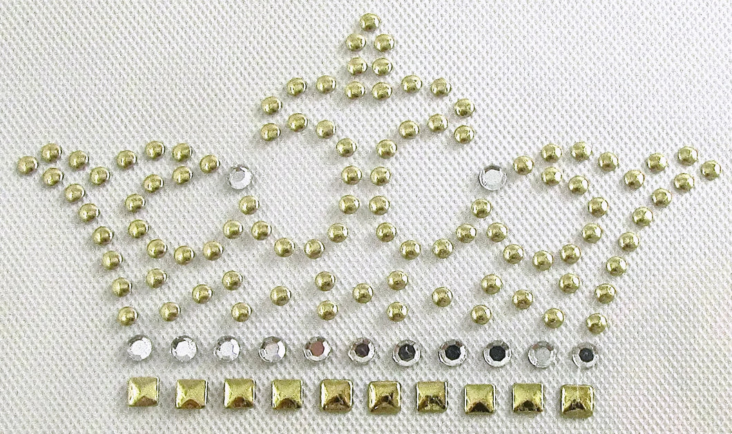 Heat Press Crown with Gold And Silver Crystals 1.5