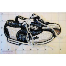 Load image into Gallery viewer, Shoes with Black and White Sequins and Beads 2.5&quot; x 5&quot;