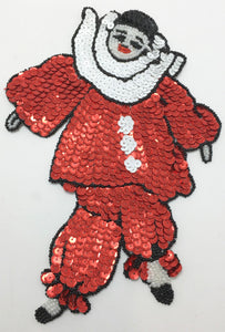 Clown with Red and White Black Sequins and Beads 8.5" x 6"