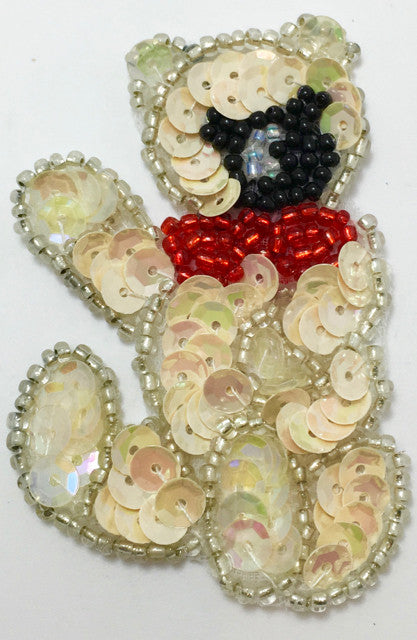 Teddy Bear for Christmas with Red Bow 2.5" x 2"