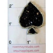 Load image into Gallery viewer, Spade with Black Sequins 1.5&quot;