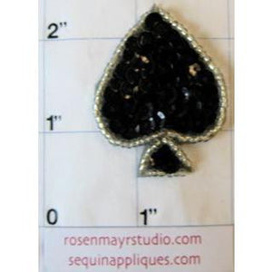 Spade with Black Sequins 1.5"