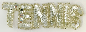 Tennis Word with Gold Sequins 1.25" x 4.25" 2 Color Variants