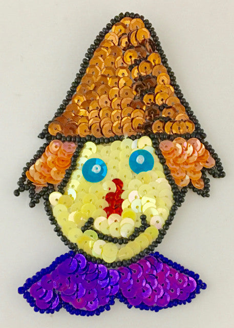 Scarecrow Face with Hat, Sequin Beaded 4" x 3"