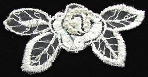 Flower with white embroidery 1.5" x 3.5"