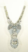 Designer neckline with blue and clear beads silver sequins and rhinestones 13.5