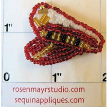 Load image into Gallery viewer, Captains Hat with Red and White Sequins and Beads 1&quot; x 1.5&quot;
