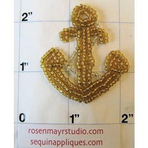 Anchor with Gold Beads 2" x 1.5" - Sequinappliques.com