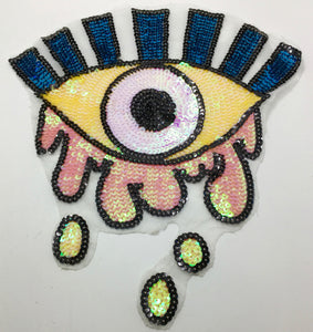 Eye with Tears Pinks, Yellows Turquoise 5" x 5"
