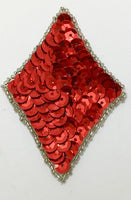 Diamond in Red Sequins w/ Silver Beads 2.25