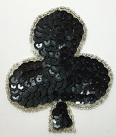 Club Symbol in Black Sequins with Silver 3
