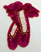 Load image into Gallery viewer, Ballet Slippers Fuchsia with Gold Beads 3 Size Variants