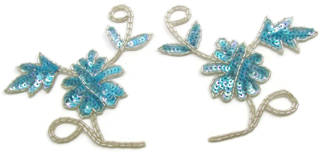 Flower Pair Dainty with Six Different Color Choice Sequins and Silver Beads 4.5