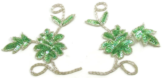 Flower Pair Dainty with Six Different Color Choice Sequins and Silver Beads 4.5" x 5"