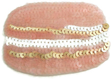 Load image into Gallery viewer, Macaroon with Pink Iridescent Sequins and gold and White Sequins 2.5&quot; x 3.5&quot;